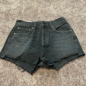Black faded jean shorts